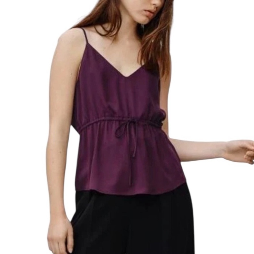 Aritzia Babaton Warren Sleeveless Blouse Tank Top Burgundy XS